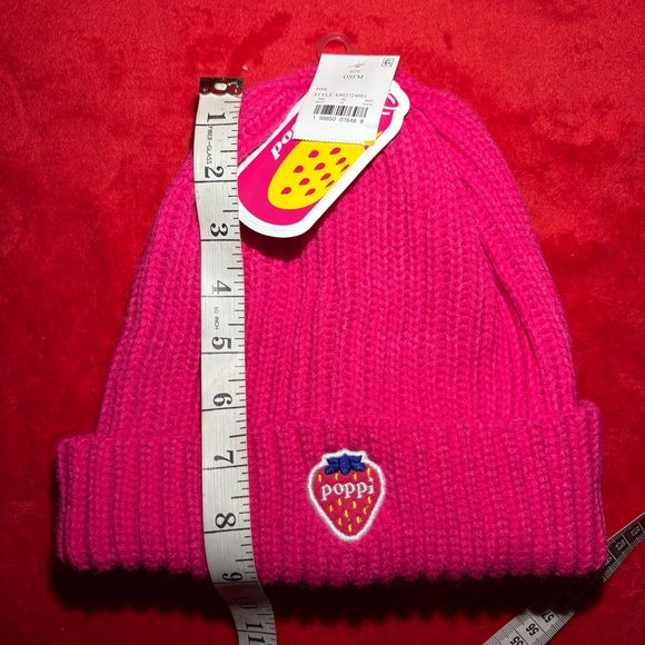 Poppi Bright Pink Strawberry Hat Beanie - Picture 3 of 7